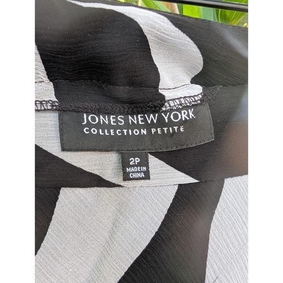 vintage silk midi skirt 2 Jones New York black white abstract psychedelic zebra - Picture 3 of 7